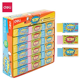 Tẩy 2B Deli, 35×15×15Mm, Hồng/Xanh Lá/Xanh Dương - 36 Viên/Hộp - EH01100
