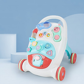 Multifunctional Baby Walker Anti-Rollover Sit-to-Stand Walker Stroller with Multiple Activities Music Toys Center Push