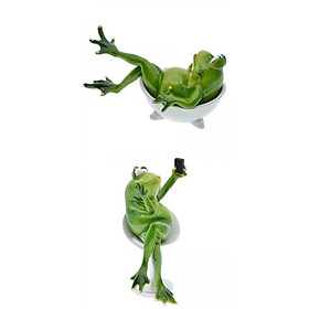 2 Pieces Frog Statue Resin Sculpture Figurine Indoor Home Decorative