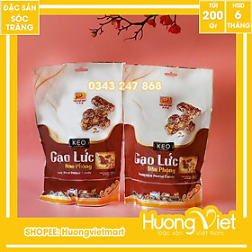 Đặc Sản Sóc Trăng - Kẹo Gạo Lứt Đậu Phộng Tân Huê Viên 200G, Kẹo Gạo Lức Sóc Trăng Giòn Ngon Vị Ngọt Nhẹ Của Gạo Lức, Vị Giòn Của Đậu Phộng