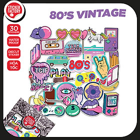 80's vintage - Set 30 sticker decal hình dán nón bảo hiểm, laptop, xe máy, ô tô - STICKER FACTORY