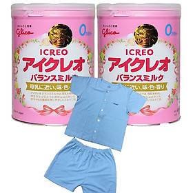 Combo 2 hộp Sữa Glico Icreo Số 0 (800g) và bộ quần áo Nous 9-12M (7-12kg)