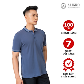 Áo polo nam cộc tay trơn màu xám đen aligro ALGPLO28