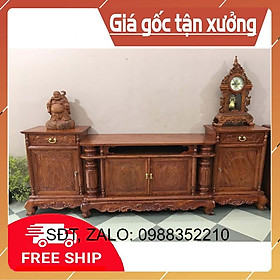 Kệ tivi cột nho con sóc gỗ cánh trơn hương đá dài 2,4m