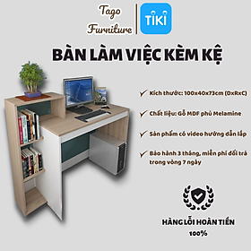 Mua Bàn học  bàn làm việc kèm kệ sách thông minh  đa năng giá rẻ từ gỗ MDF phủ Melamine 100 x 40 x 73 TAGO12