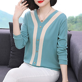 (HÀNG SẴN) Áo Thun Dài Tay Cotton Màu Tương Phản Dành Cho Nữ Mùa Xuân Thu SM05 - Hàng Quảng Châu Cao Cấp