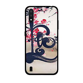 Ốp Lưng in cho Samsung Galaxy A01 Mẫu Thư Pháp LỘC Nền Anh Đào - Hàng Chính Hãng