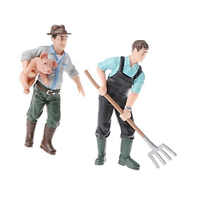 2 Pieces Simulation Farmer Model Action Figures Kids Toy Collections Gift