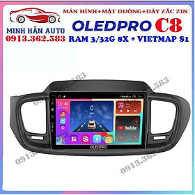 Combo màn hình OLEDPRO C8 kèm mặt dưỡng,dây nguồn cho xe KIA SORENTO 2016-2018