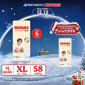 Tã quần Huggies Skin Perfect XL Super Jumbo 52+6 miếng với 2 vùng thấm giảm kích ứng da