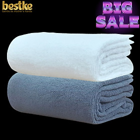 Khăn Tắm Bestke 100% cotton xuất Khẩu Hàn Quốc, Dark blue , white