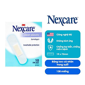 Băng keo cá nhân Nexcare 3M 19x72mm 100 miếng hộp - Trong suốt