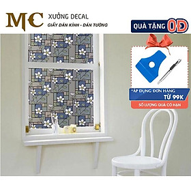 Mua Tấm decal dán kính 3D Mẫu Hoa Xanh T071 khổ 90x100cm trang trí cửa sổ phòng