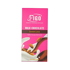 Kẹo socola sữa ăn vặt 50% cacao nhân Hạt Hạnh nhân 50g FIGO