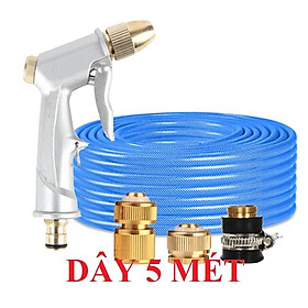 Mua Bộ dây vòi xịt nước rửa xe tưới cây .tăng áp 3 lần loại 3m  5m 206701 đầu đồng cút đồng+ tặng móc khoá