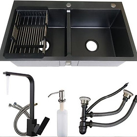 Mua CHẬU RỬA BÁT INOX 304 2 HỐ NANO ĐEN