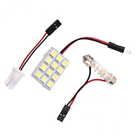 2xCar Interior Light Panel 12 SMD LED T10 Dome Bulb BA9S Adapter 12V