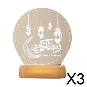 3xLED Night Light Home Decor Ramadan Muslim Mubarak Night Lamp Style 2