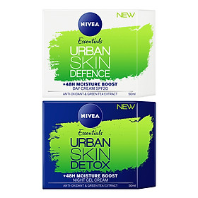 Kem Dưỡng Ẩm Và Bảo Vệ Da Nivea Urban Skin Defence (50ml) + Kem Dưỡng Ẩm Nivea Essentials Urban Skin Detox (50ml)