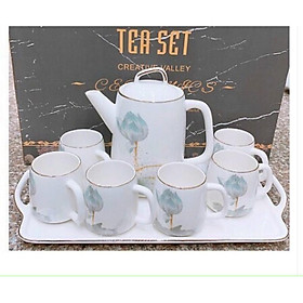 Bộ ấm chén sứ hoa sen hàng đẹp mã QSH-4
