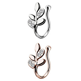 2 Pieces Crystal Fake Nose Rings 18G Hoop Non-Pierced Rose Gold Silver