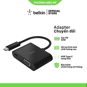 Hình ảnh Cáp chuyển đổi USB Type C/Thunderbolt 3 to VGA Belkin cao cấp, hỗ trợ 4K 60Hz, sạc lại PD 60W - Hàng Chính Hãng - AVC001btBK