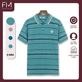 Áo polo nam, thời trang nam, thiết kế logo thêu bắt mắt, họa tiết kẻ sọc chững chặc - FORMEN SHOP - FMPS210