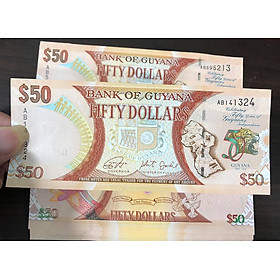 Mua 01 tờ tiền cổ 50 Dollars của Guyana sưu tầm - Tiền mới keng 100% - Tặng túi nilon bảo quản