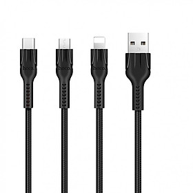Mua Cáp sạc 3 đầu Hoco U31 Benay dài 1.2M cổng microUSB Lightning TpyeC - Chính Hãng