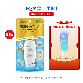 Kem chống nắng Skin Aqua dưỡng trắng, kiểm dầu, dùng hàng ngày dạng sữa Sunplay Skin Aqua Clear White Eco Việt Nam SPF50, PA++++ 55g