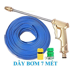 Bộ dây vòi xịt nước rửa xe, tưới cây . tăng áp 3 lần, loại 7m, 10m 206701-3 đầu đồng, cút,nối vàng+ tặng mở chai