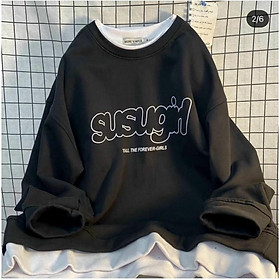 Áo Sweater Sugirl Nỉ Ngoại Unisex Nam Nữ Xinh Áo Swt Tay Phồng Chất Nỉ Đẹp, Áo sweater unisex form siêu rộng, áo nỉ in hình họa tiết chữ ngang ngực form rộng unisex,  áo nỉ form rộng chất nỉ bông dày ảnh tự chụp