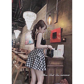 Sét áo UMI và chân váy caro chất kate nữ tính