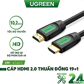 Mua Dây HDMI 2.0/ 1.4 thuần đồng 100%  19+1 dùng cho tivi  máy tính  máy chiếu  màn hình  độ dài từ 1-15m UGREEN HD101 - Hàng chính hãng