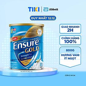 Thực phẩm dinh dưỡng y học Ensure Gold hương vani ít ngọt 800g/850g