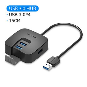 Black High Speed 4 Ports USB 3.0 Hub USB Port USB HUB Portable OTG Hub USB Splitter for Laptop PC Tablet