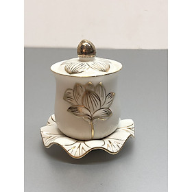 Ly nước thờ sứ thuỷ tinh trắng cao cấp - TL152