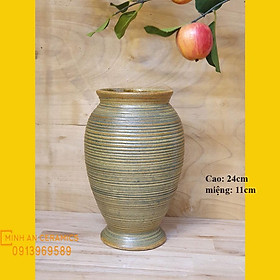 Mua Lọ hoa gốm bát tràng dáng chum men nâu cao 26cm