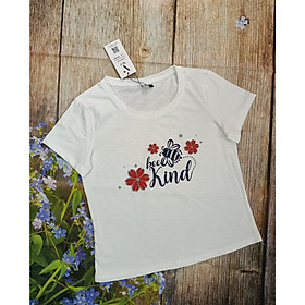 Áo phông ngắn tay, áo thun nữ cộc tay Vicci AP.01.4 chất liệu cotton vân gỗ in chữ Bee Kind