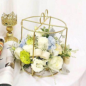 Lẵng Giỏ Cắm Hoa Và Quà Tặng LẴNG HOA FLOWER BOX SẮT MẠ ĐỒNG