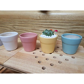 Mua Chậu trồng cây cảnh - Sen Đá - Xương Rồng - Hoa nhỏ - Kiểu TAM GIÁC - MS104  gốm Sứ Bát Tràng.