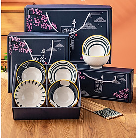 Mua Bộ Bát/Chén Ăn Cơm Gia Đình  Combo 4 Và 6 Bát Ăn Chất Liệu Gốm Sứ Cao Cấp Hoạ Tiết Sang Trọng Dễ Thương Kèm Đũa