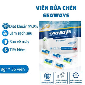 Viên rửa chén bát Seaways 3 trong 1 chuyên dụng cho mọi loại máy rửa chén, (35 viên x 8gr)/túi