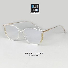 Gọng Kính Cận, Kính Giả Cận Nữ Mắt Mèo Viền Dày Ánh Nhũ Nữ Tính, Chống Ánh sáng Xanh, Gọng Nhựa Dẻo TR90 Đen, Nâu, Trong Suốt - BLUE LIGHT