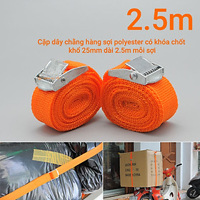 Mua Cặp dây chằng hàng sợi polyester có khóa chốt khổ 25mm dài 2.5m mỗi sợi