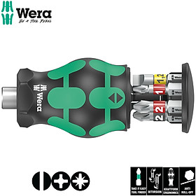 Dụng cụ mở vít Wera 05008874001 Kraftform Kompakt Stubby magazine 2 gồm 6 cái, dẹp, Pz và 4 cạnh.