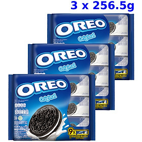 Combo 3 Khay Bánh Quy Sôcôla Oreo Vị Vani 3x256.5g