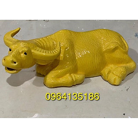 Mua Tượng tiểu cảnh trâu nằm men vàng d28cm gốm sứ Bát Tràng