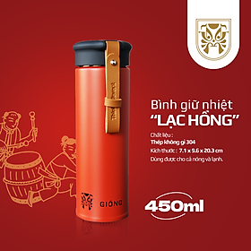 Mua Bình Giữ Nhiệt Inox Có Quai Da Màu Nâu Thương Hiệu La Fonte x Gióng Có Dung Tích 450ml