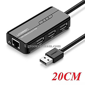 Hình ảnh HUB USB 3 cổng 2.0 kèm cổng mạng LAN 10/100Mbps UGREEN CR103 20264 - Hàng Chính Hãng